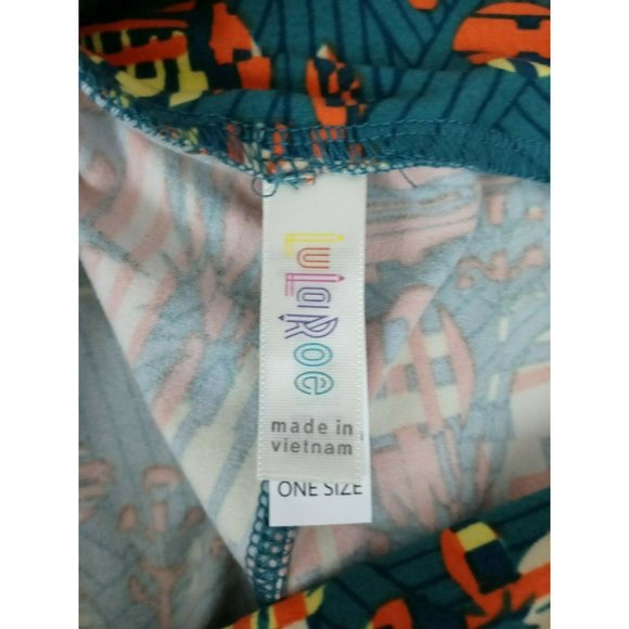 New LuLaRoe One Size Leggings Jade With Multi-Color Jungle Floral Design - Picture 6 of 6